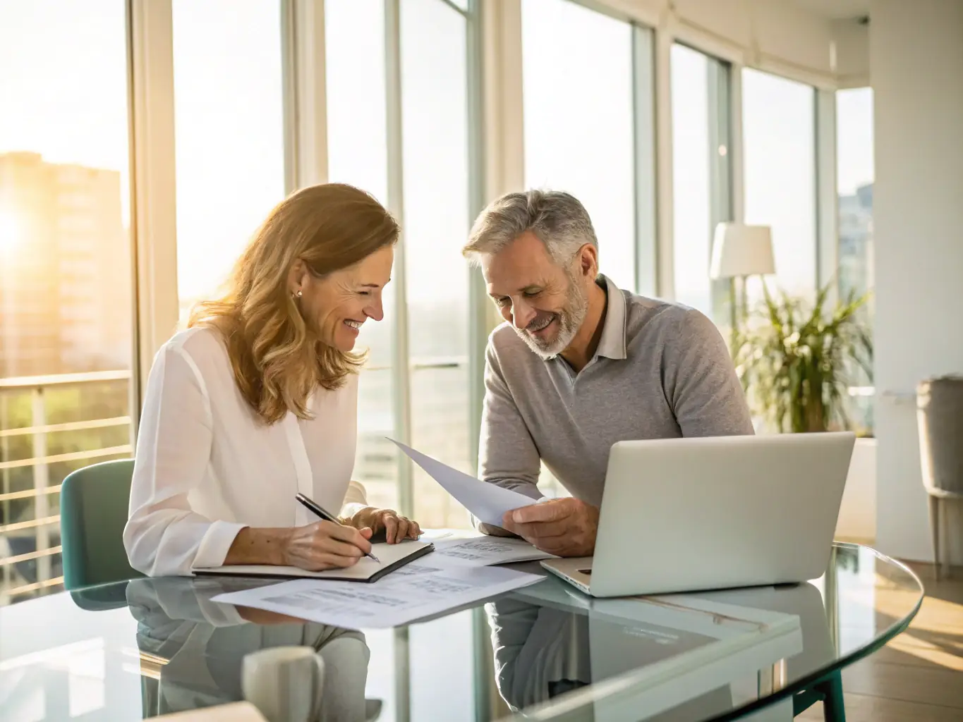 A South African entrepreneur is reviewing financial reports with a consultant in a co-working space, focusing on improving cash flow and expanding business operations.