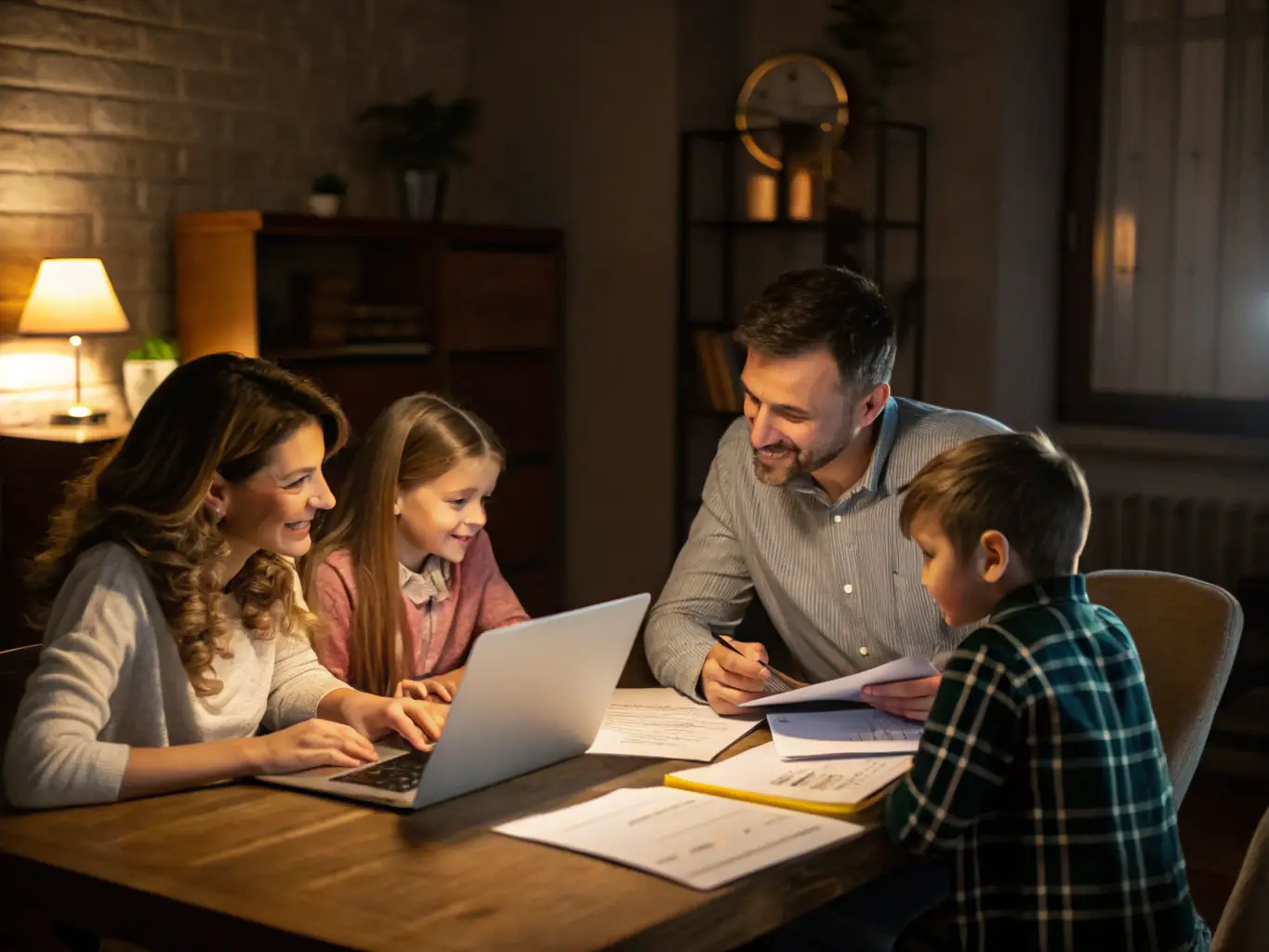 A family in South Africa is discussing their financial future with a wealth manager in a comfortable setting, emphasizing the importance of long-term financial security and estate planning.